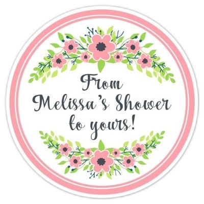 Pink and Green Floral Wedding Shower Stickers Pink and Green Floral Wedding Shower Stickers