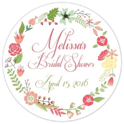 Coral and Green Wreath Bridal Stickers Coral and Green Wreath Bridal Stickers