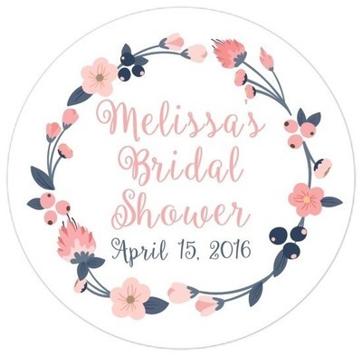 Pink Blush and Navy Wreath Bridal Stickers Pink Blush and Navy Wreath Bridal Stickers