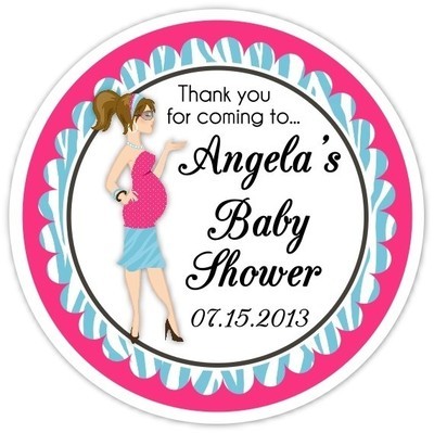 Baby Shower Pink and Blue Diva Stickers