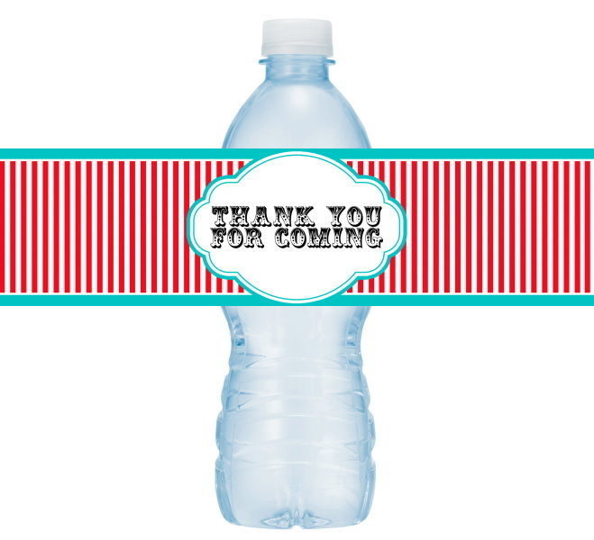Carnival Circus Theme Thank You Water Bottle Labels