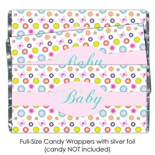 Floral Butterfly Baby Shower Candy Wrappers
