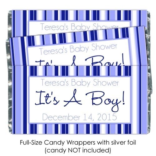 It's A Boy Blue Striped Baby Shower Candy Wrappers