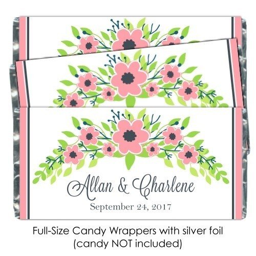 Pink Pastel Floral Wedding Candy Wrappers