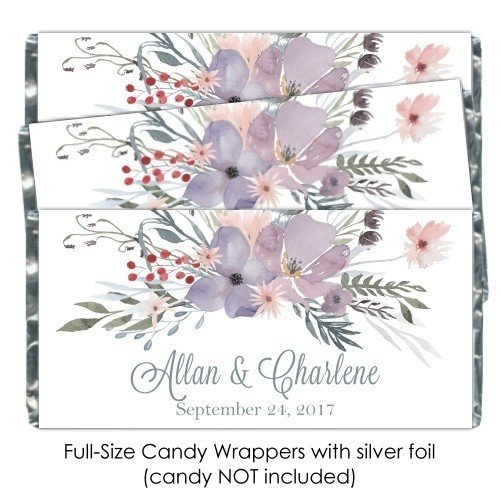 Purple Watercolor Wedding Candy Wrappers