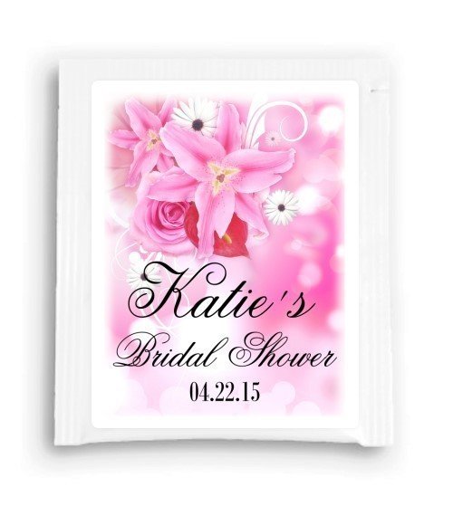 Beautiful Pink Floral Bridal Shower Tea Bag Favor