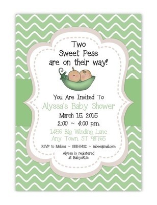 Two Peas In A Pod Baby Shower Invitations