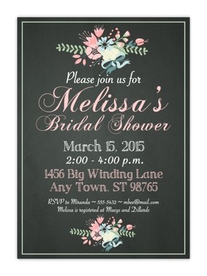 Chalkboard Look Bridal Shower Invitations, 5x7 size