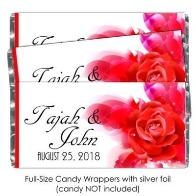 Red Roses Wedding Candy Wrappers
