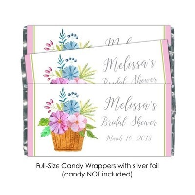 Watercolor Basket Wedding Candy Wrappers Watercolor Basket Wedding Candy Wrappers