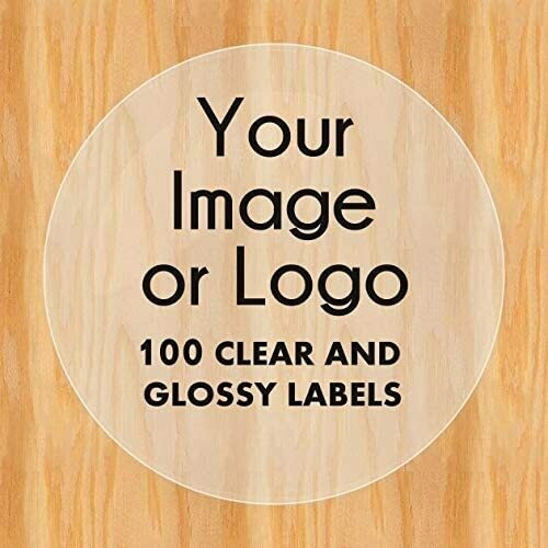 100 Custom CLEAR and GLOSSY Logo Labels - 2 inch round