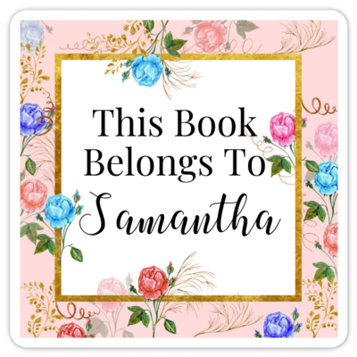 Book Belongs to Stickers - Square Pink Watercolor Floral Design