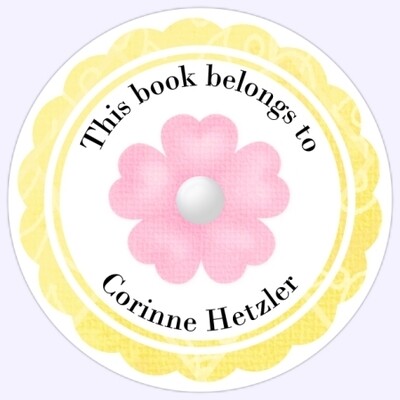 Book Belongs to Stickers - Yellow and Pink Flower
