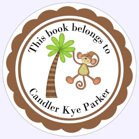 Book Belongs to Stickers - Monkey in Tree