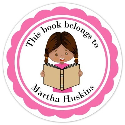 Book Belongs to Stickers - Brown Hair with Braids