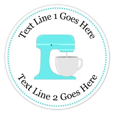 60 Custom Teal Mixer Logo Labels - 2 inch round
