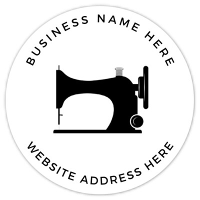 60 Custom Black and White Sewing Machine Logo Labels - 2 inch round