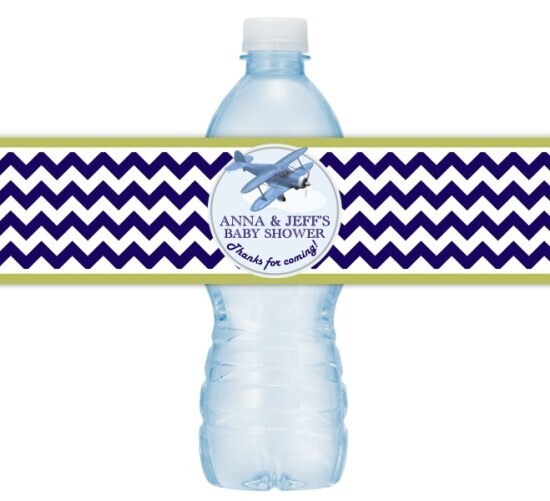 Airplane Baby Shower Water Bottle Labels