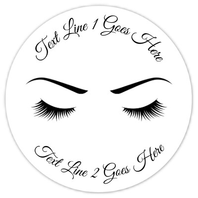 60 Custom Eyelash Logo Labels - Script Font - 2 inch round