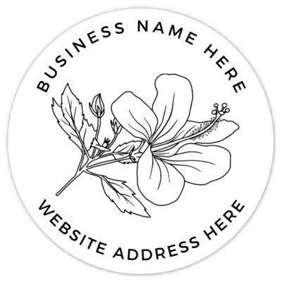 60 Custom Black and White Floral Logo Labels - 2 inch round