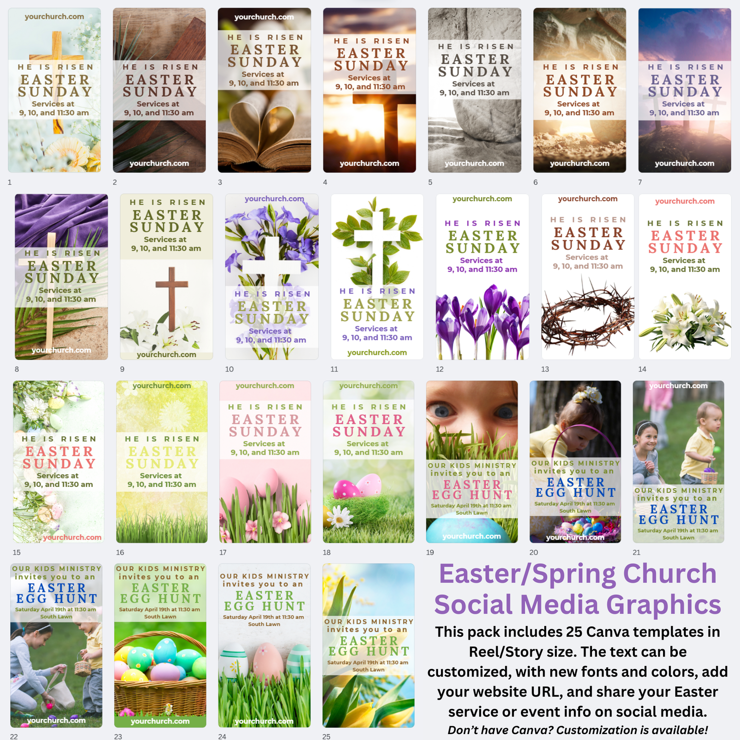 Easter / Spring Church Social Media Graphics - Canva Templates