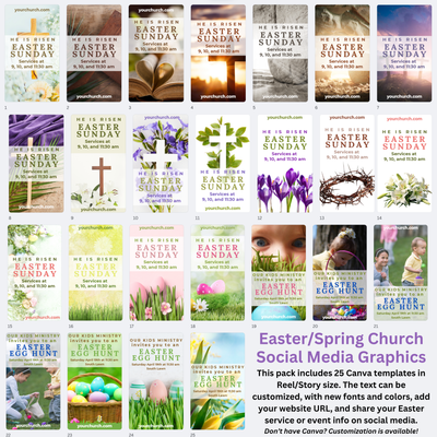 Easter / Spring Church Social Media Graphics - Canva Templates