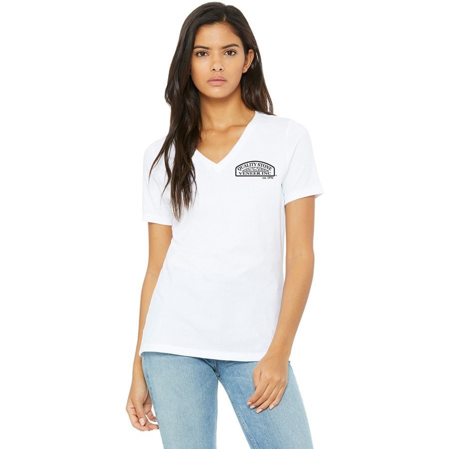 Quality Stone Veneer Inc Ladies' Relaxed Jersey Short-Sleeve V-Neck T-Shirt