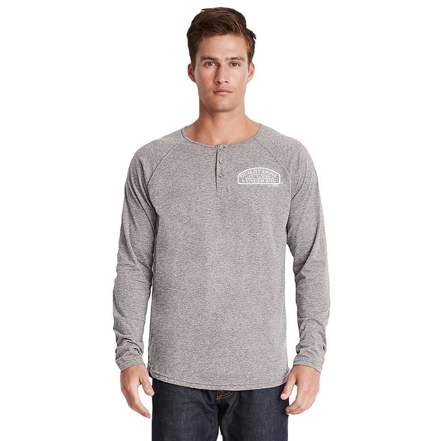 Quality Stone Veneer Inc Men's Triblend Long-Sleeve Henley