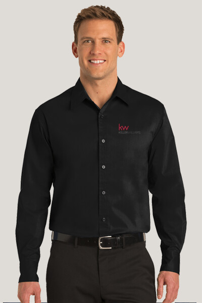 Keller Williams Button Down Stretch Popline Long Sleeve Shirt
