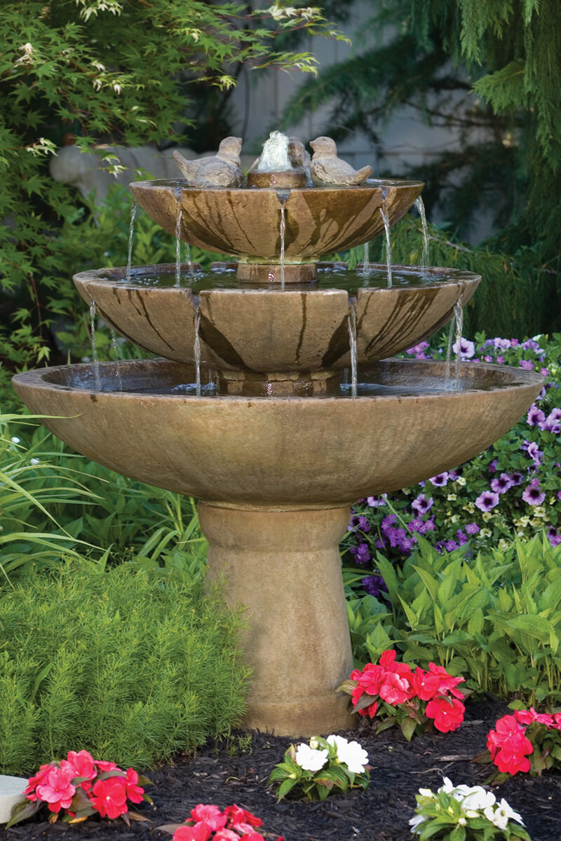 48" Tranquillity Spill Fountain With Birds