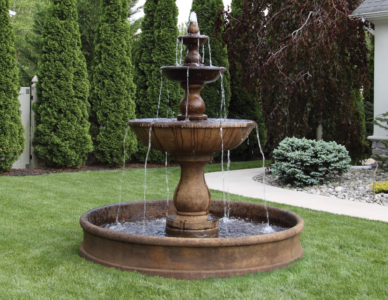 78&quot; Three Tier Boca Round Fountain on 6&#39; Pool