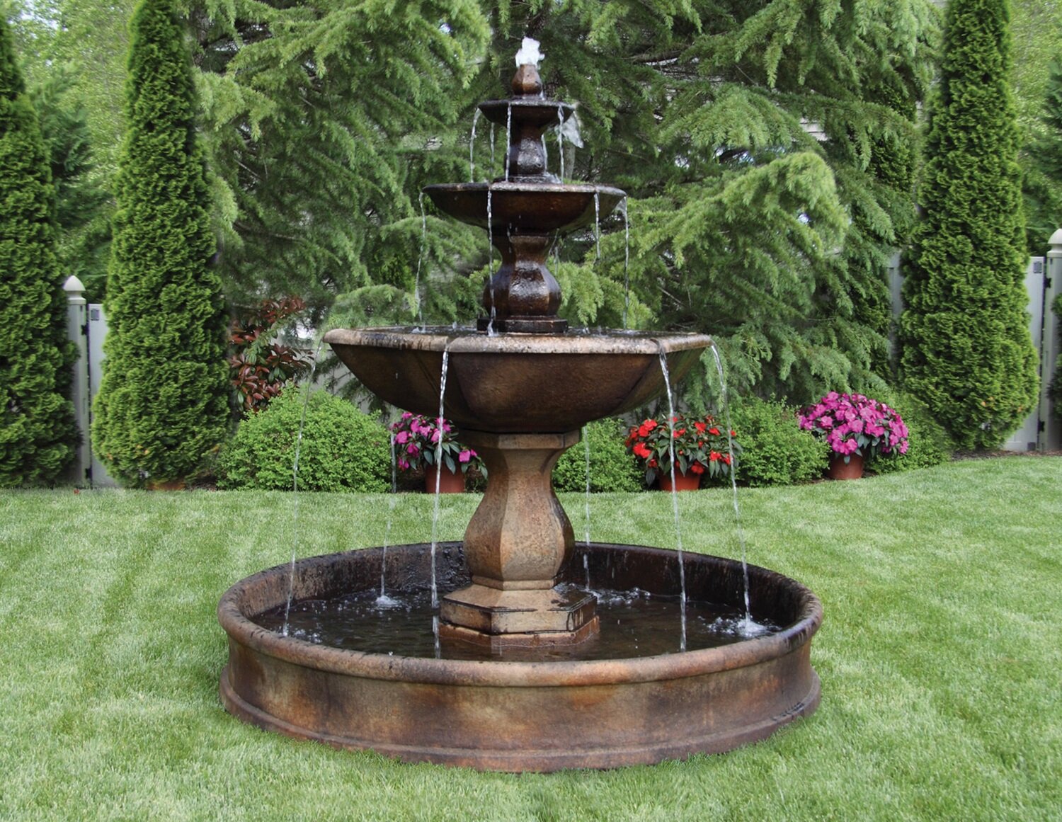 79&quot; Three Tier Boca Hexagon Fountain on 6&#39; Pool