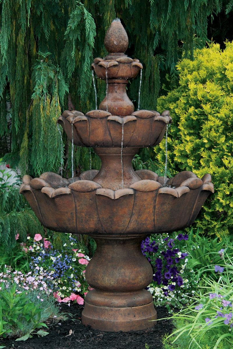 80&quot; Three Tier Petal Leaf Fountain