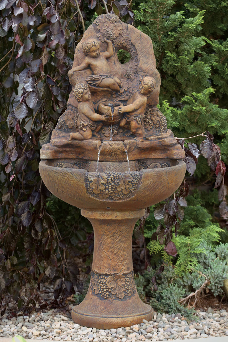 Cherub With Grapes Wall Fountain