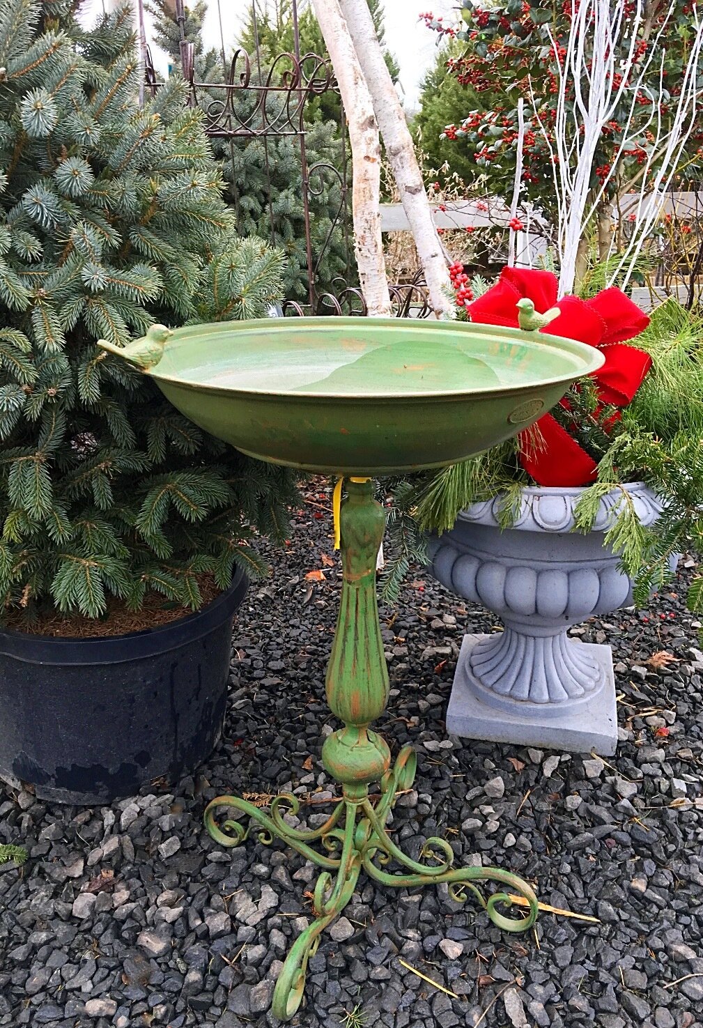 Colored Metal Bird Bath