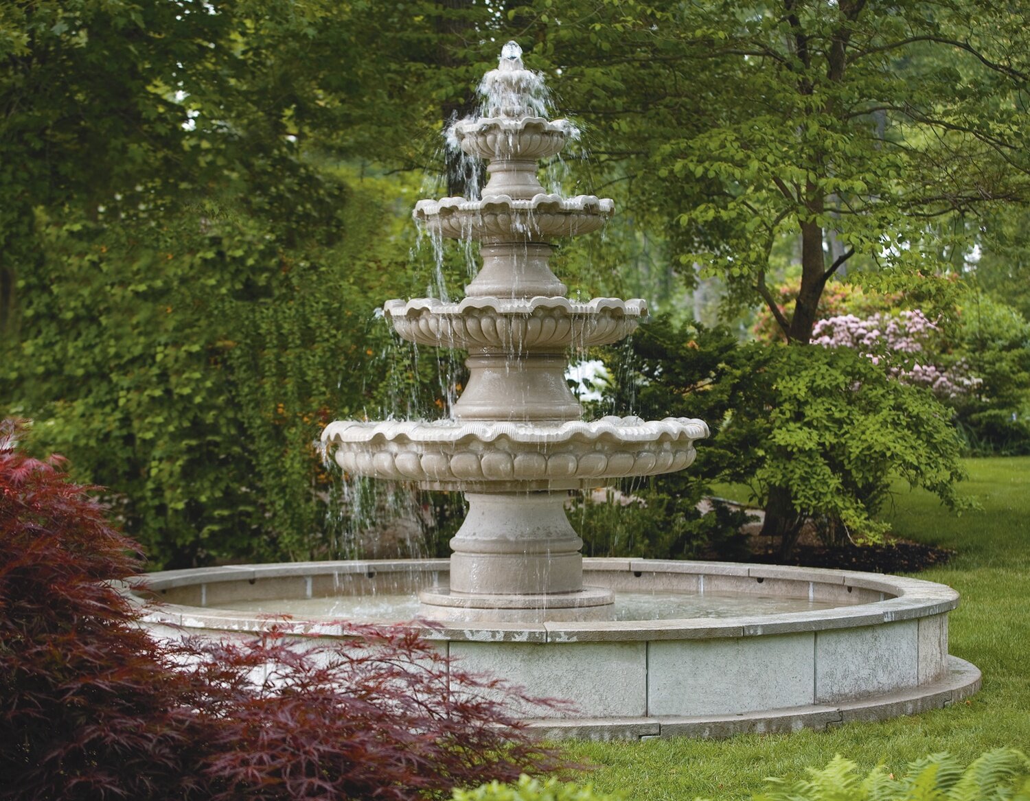 Renault Extra Large Four Tier Fountain On 12&#39; Pool
