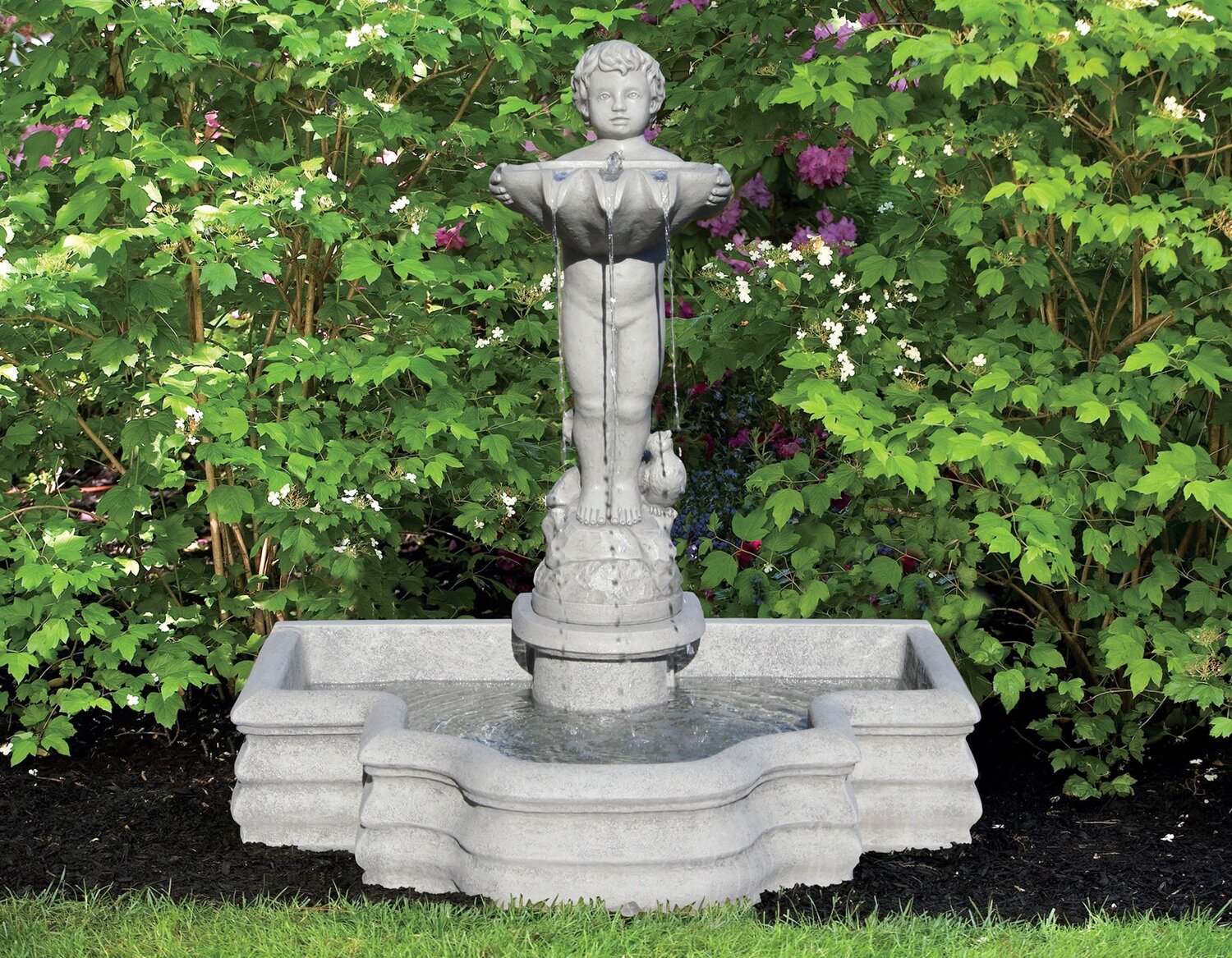 Standing Cherub With Frogs Fountain
