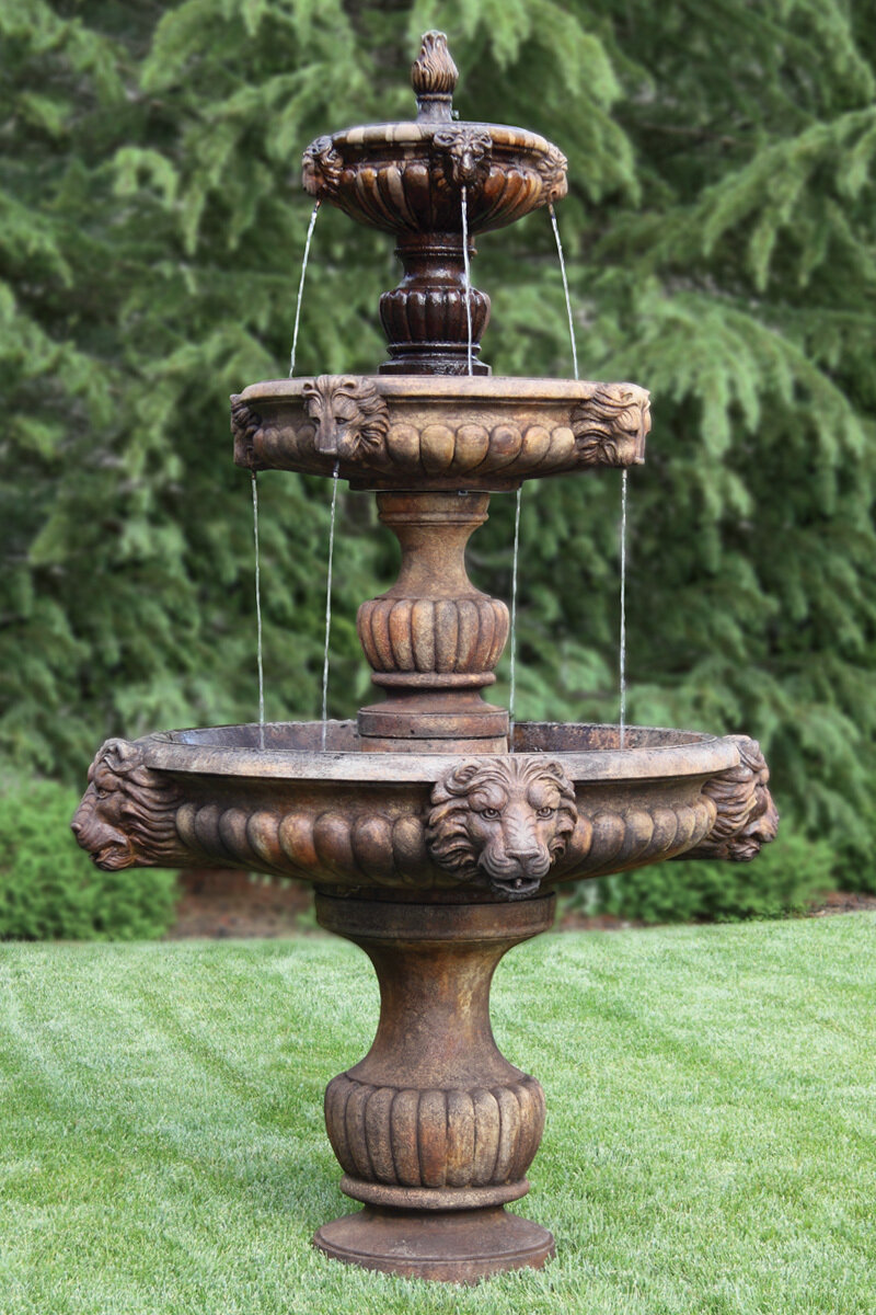 Three Tier Grandessa Fountain with Surround and 8&#39; Fiberglass Pool