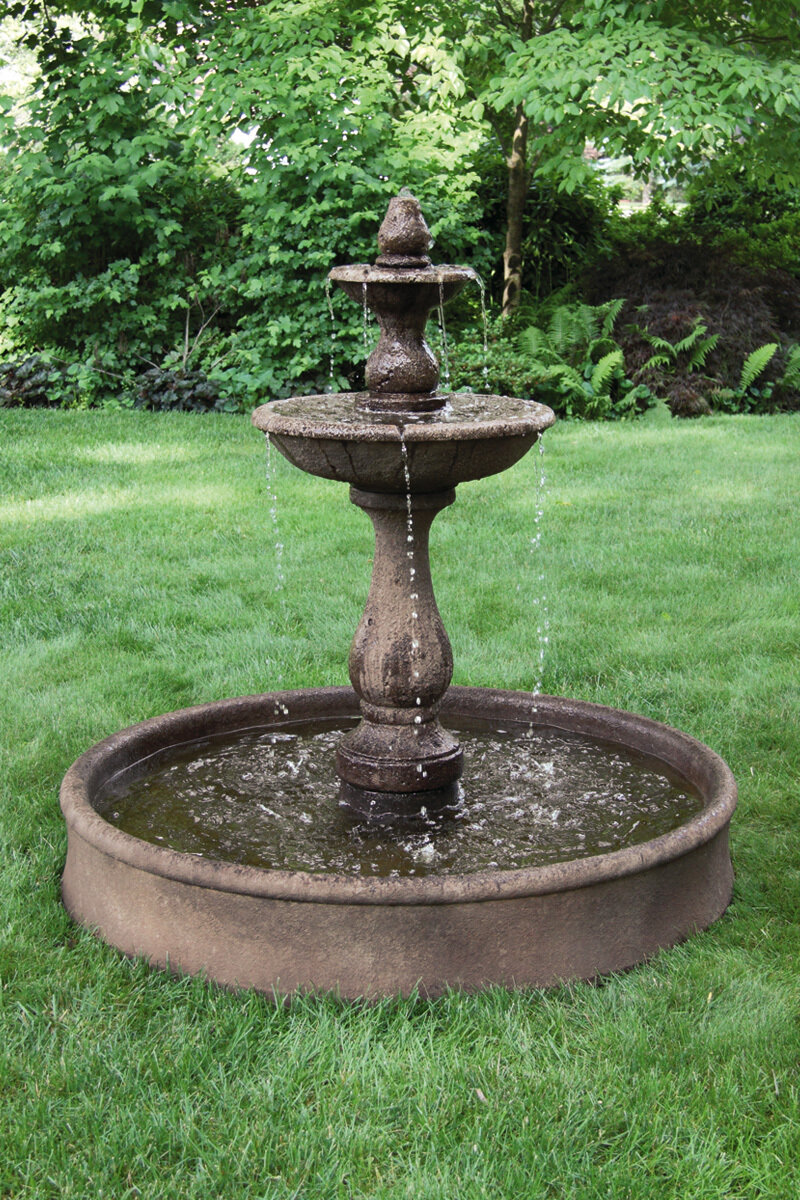 Two Tier Boca Round Fountain on Pool