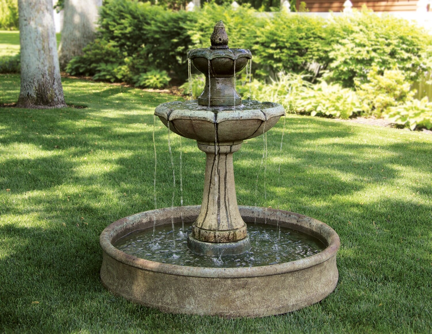 Two Tier Charlotte Fountain on Pool