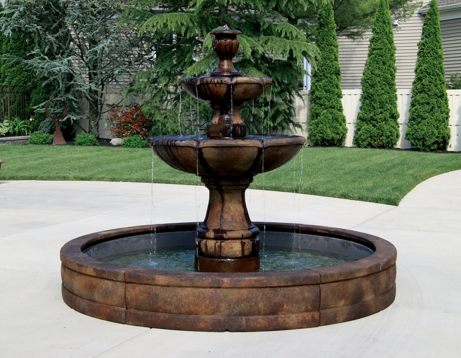 Two Tier Charlotte Fountain with Surround and 8&#39; Fiberglass Pool