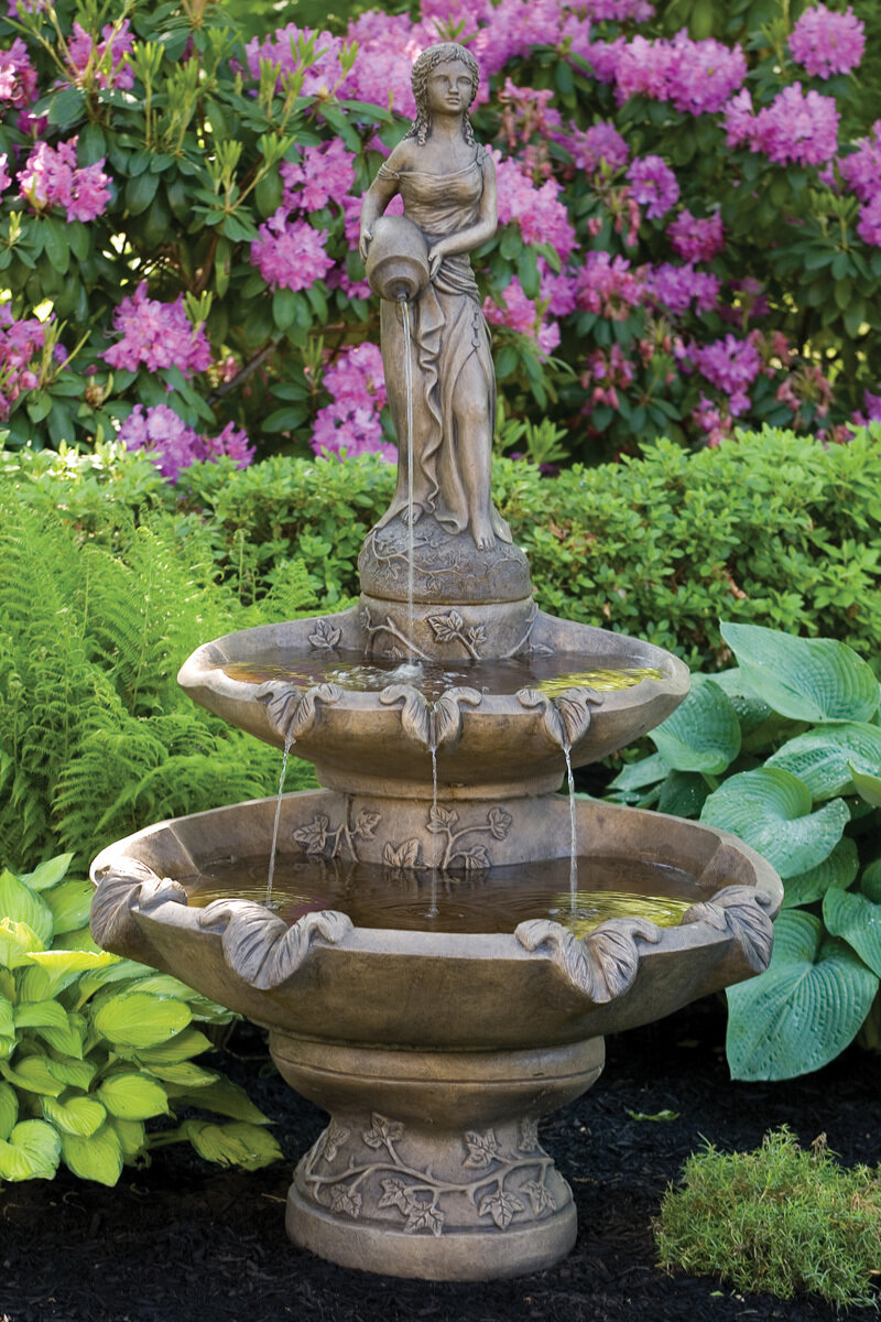 Two Tier Large Girl Holding Jug Fountain