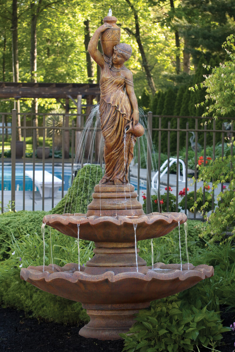 Two Tier Large Grecian Lady Fountain with 30&quot; Ring