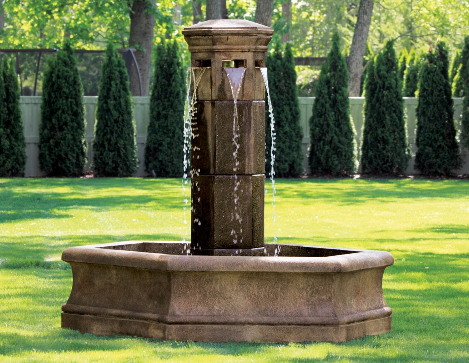 Volterra Column Fountain on 6&#39; Hex Pool