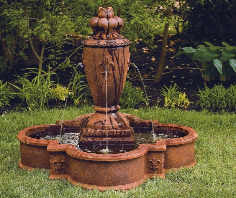 43" Fleur De Lis Vase Fountain