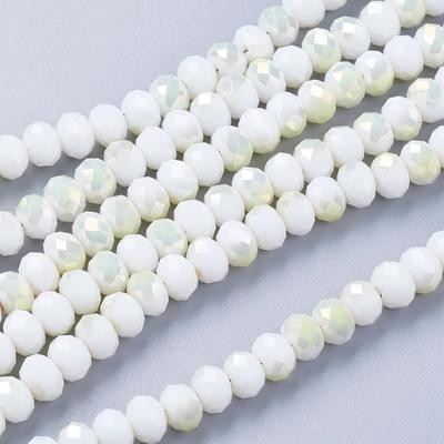 50 x 4x3mm Electroplated Faceted Glass Rondelles in Ivory