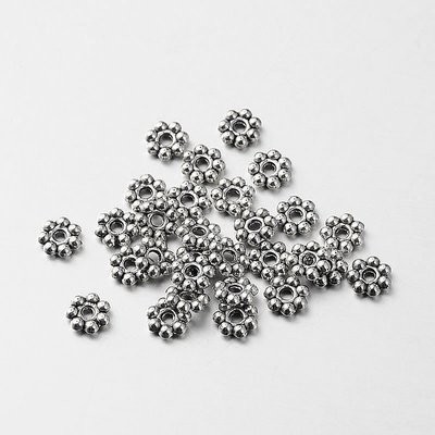 6mm Antique Silver Daisy Spacers, 7g
