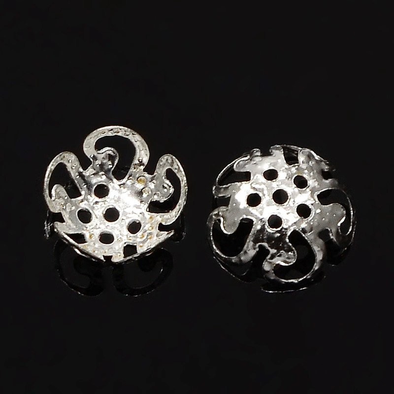 Silver Filigree Bead Caps, 10mm, 5g
