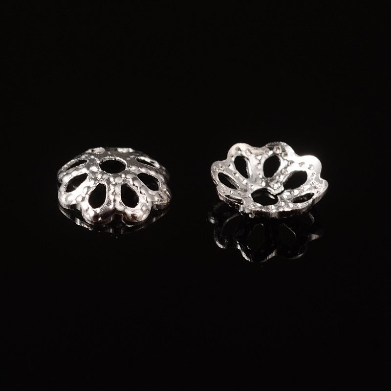 Silver Filigree Bead Caps, 6mm, 4g