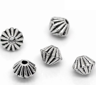 50 x Antique Silver Bicone Beads, 5mm